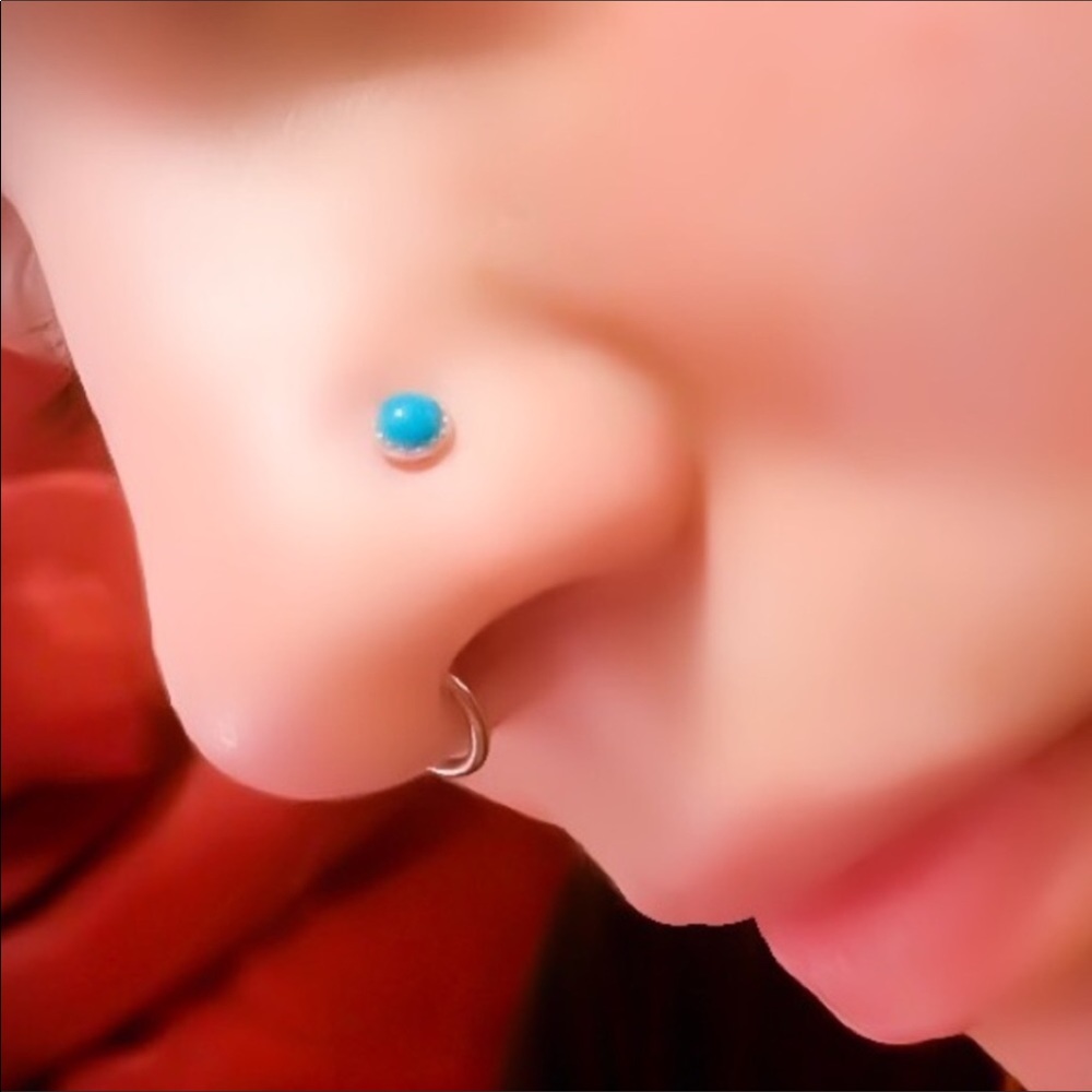 3 x turquoise nose ring stud screw